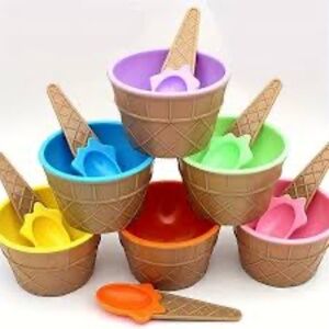 New Bon Bon Colorful Ice Cream Dessert Bowls And Spoons 6 Pack